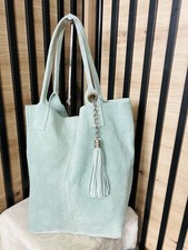 Mint Sage Green Suede Leather