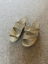 matalan beige gold wedge sandals sz 4 new