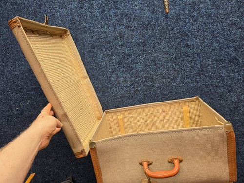 Vintage luggage tan suitcase - vintage,