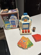 Vintage Tomy Talking Tutor Robot Toy With Cards Working order 