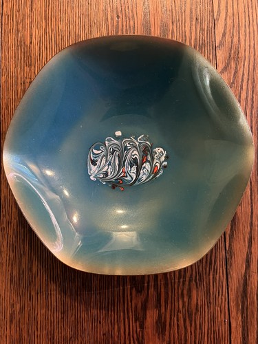 Teal blue with swirl - , enameled