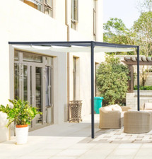 Wall Mounted Pergola Lean To Gazebo Garden Patio Sun Shade Retractable Canopy
