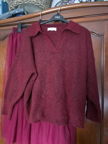 Burgundy mohair blend jumper - mohair,
