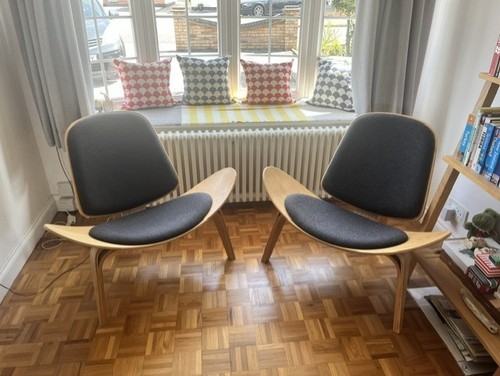 Two hans wegner style lounge - j,