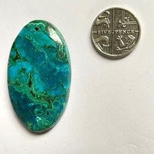 Azurite malachite oval - azurite, pendant