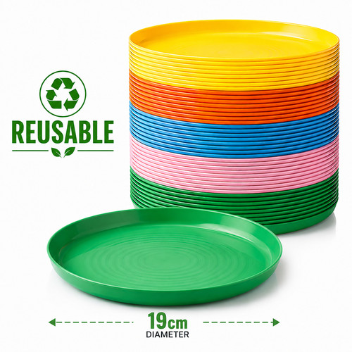 Reusable plastic plates 19cm - plates,