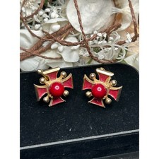 Vintage Red Enamel Maltese