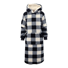 M&S Collection Plaid Home Hoodie with Loose Fit Mens Womens 