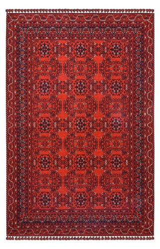 Afghan red rug - red, machine
