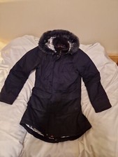 O'NEILL black winter warm coat size medium, detachable fur lined hood and lined 