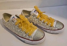 Converse Unisex Faux Pearl & Rhinestone Wedding Custom Sneakers/Ladies 9.5 
