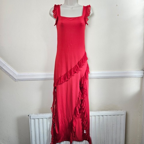 Red ruffle maxi dress square - ruffle,