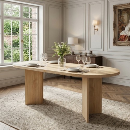 Oval wood dining table - wood, 180