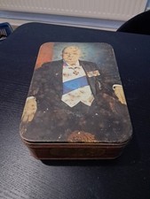 Vintage Winston Churchill Elkes British Biscuits Empty Cookie Tin England