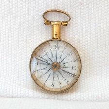 GEORGIAN GILT POCKET COMPASS Antique English Vintage Fob c.1815