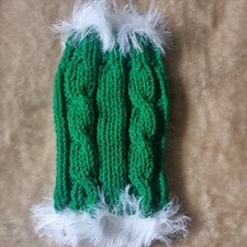 10" long hand knitted Christmas Dog Jumper. Green. Gift Idea. Made to measure.