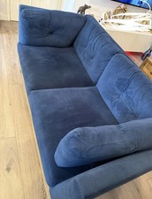DFS Blue Velvet 3 Seater Sofa