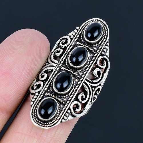 Black onyx gemstone handmade - black,