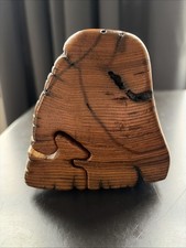 Hand Carved Wood Puzzle Box American Chestnut Wooden Trinket Box Signed 4”