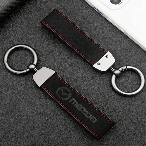 Suede leather car keychain key - leather,