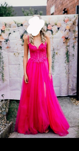 Pink lace long - long, formal