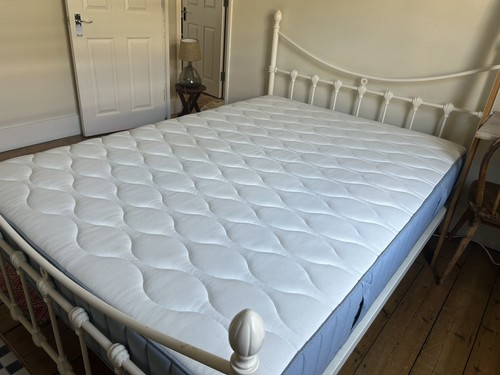 Double white metal bed frame - double,
