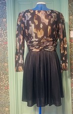 True Vintage Gina Bacconi 1980s Party / Cocktail Dress W Metallic Bodice-Size 14