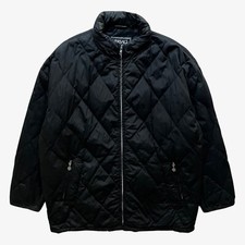 Vintage 90s Men's Versace Classic V2 Black Quilted Puffer Jacket Foldable Hood