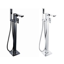 Muro Freestanding Bath Tap Floor Mounted – Chrome or Matt Black – Brass – Square