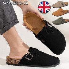 Suede Clogs Retro Leather Flat Mules Cork Footbed Sandals Classic Clogs Slippers