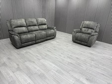 DFS 3+1 SEATER SOFA SET ELECTRIC RECLINER USB SUEDE LOOK FABRIC
