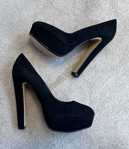 Office black suede high - black, heel