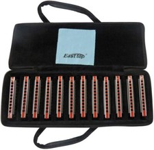 EASTTOP Diatonic Blue Harmonica Set of 1/7/12 10Holes Mouth Organ Harmonica Set