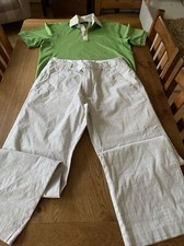 NIKE Men's Active GOLF TROUSERS Pants Pale Grey Green Check W32" L32" polo top M