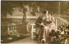 Romantic couple formal garden