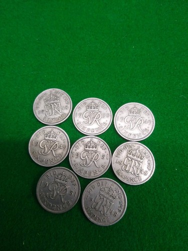 Sixpence coins 1948 - x8, 1948-1951
