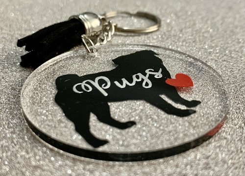 Love pugs keyring handmade - i,