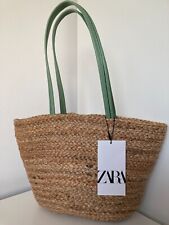 zara JUTE small beige green