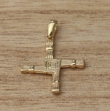 Yellow Gold Plated on Real 925 Sterling Silver St Bridgets/Brigids Celtic Cross
