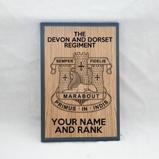 THE Devon and Dorset Regiment OAK VENEERED WOOD Wall Plaque BRITISH ARMY WW1