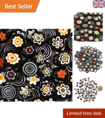 Black millefiori glass pebbles - black,