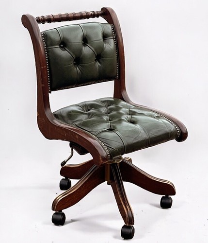 Desk chair green leather - green,