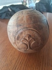 Wooden Ball Sphere. Treen. Hand Carved. Unique. App 5¼ins Tall. Rare.