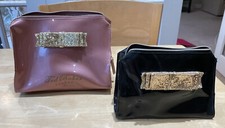 Ted Baker Make Up Bag x 2 - Pink & Black, Gold Glitter Bow Toiletry Bag Wash Bag