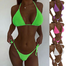 Women's Sexy Thong G-string Mini Bikini Swimwear Side Tie Underwear Bra Set