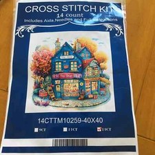 pre printed stamped 14 count cross stitch kit Toy shop 40 x 40 new