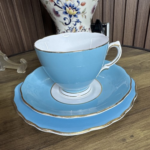 Vintage blue teacup saucer - blue,