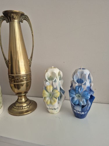 Vintage hand carved candles - hand,