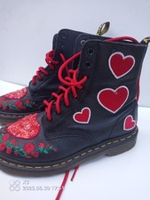 Dr Martens Doc 16 Hole 1460 Pascal Hearts PAISLEY Black &Red  DISCOUNTED 25% OFF
