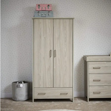 Obaby Nika Double Wardrobe Grey Wash 2 Door Nursery Storage